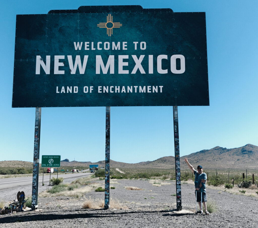 Mehdi au Panneau New Mexico